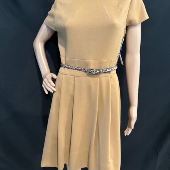 Eliza J Camel Dress with Leopard Print Belt – Size 12 - Picture 1 of 7